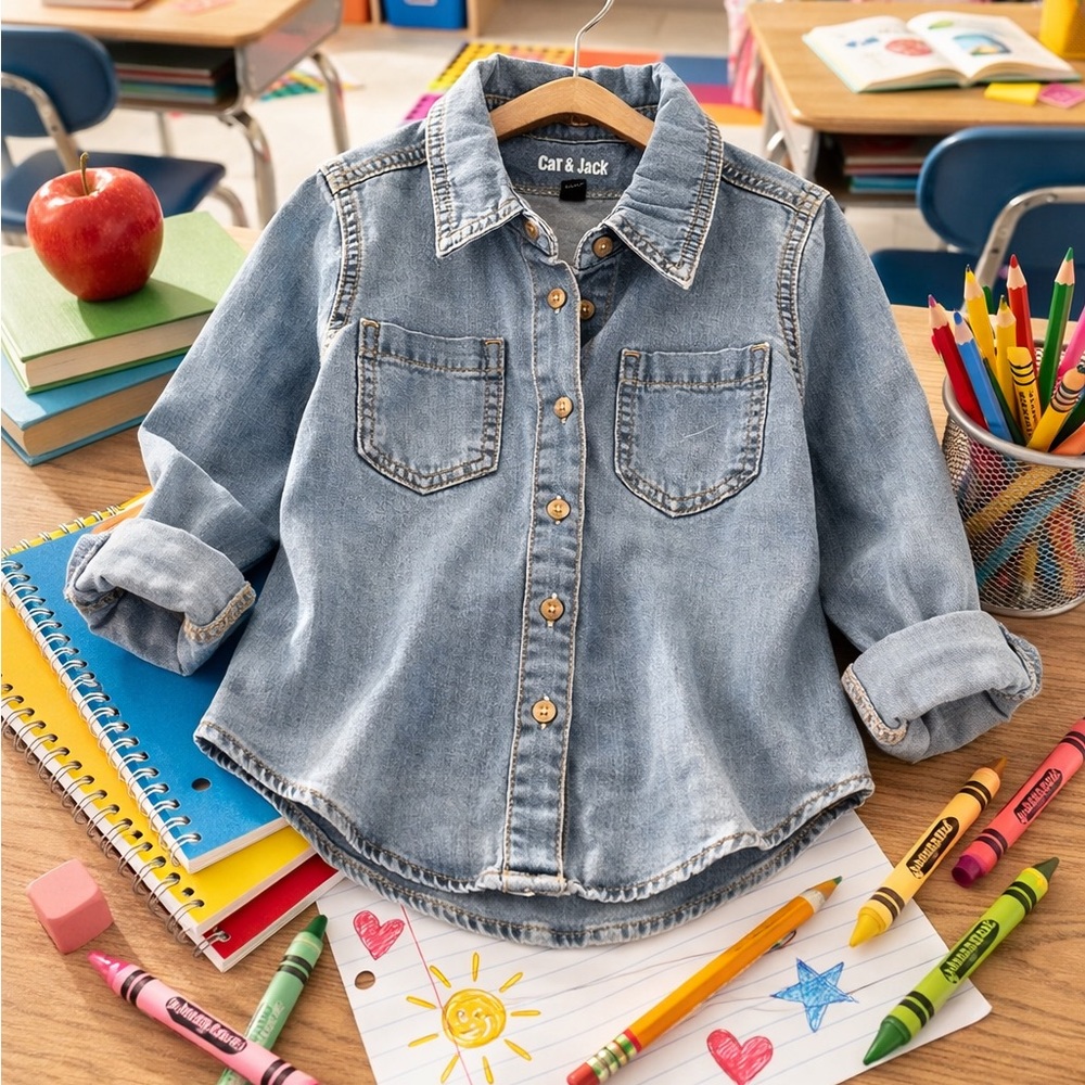 Cat & Jack Light Blue Kids Jean Shirt
